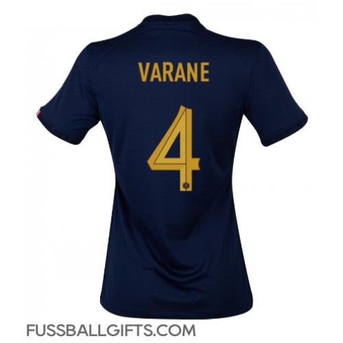 Frankreich Raphael Varane #4 Fußballbekleidung Heimtrikot Damen WM 2022 Kurzarm